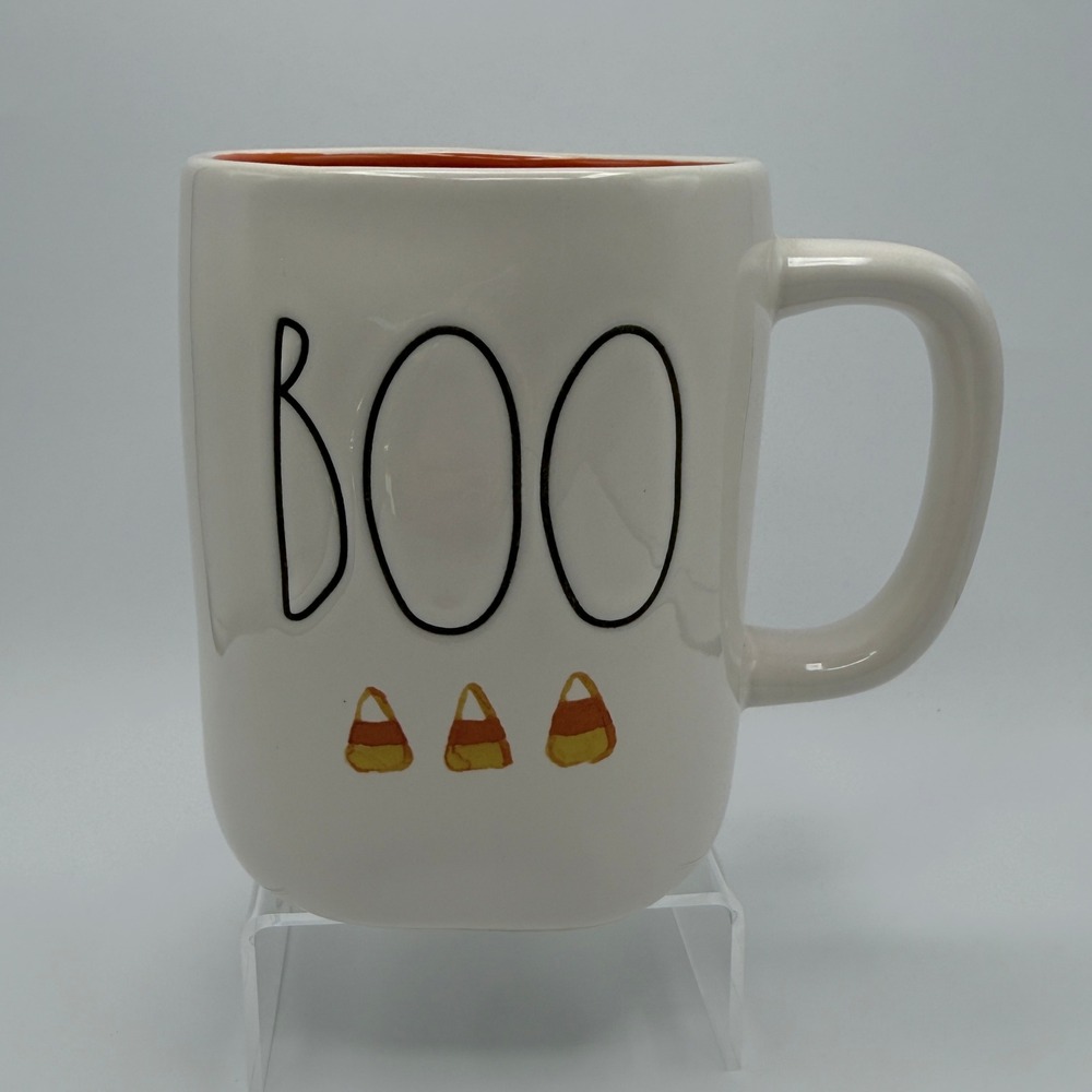 Rae Dunn Boo Mug By Magenta White Halloween Candy Corn Farmhouse Artisan